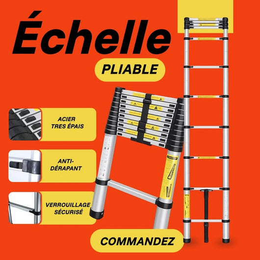 Echelle Télescopique Polyvalente 4,10M – Légère, Sécurisée et Facile à Ranger 🔧 : Promo 24H