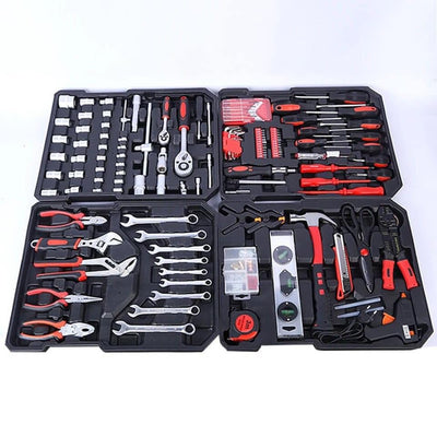 bk-Mallette à outils 499 pièces ensemble d'outils de réparation à domicile à 4 couches en aluminium