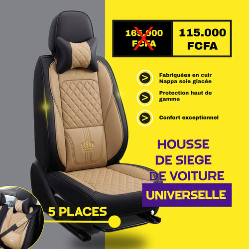 TIK - BNN- Housses de Siège Universelles 5 Places en Cuir : ➕ Avec Montage