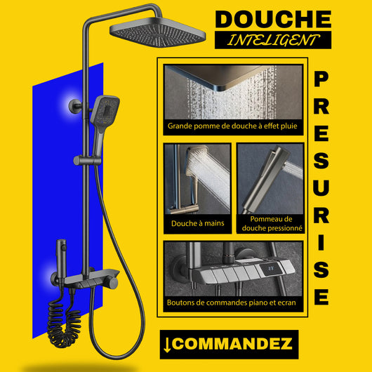 2 - Colonne de douche intelligente à température constante à effet pluie 4 en 1