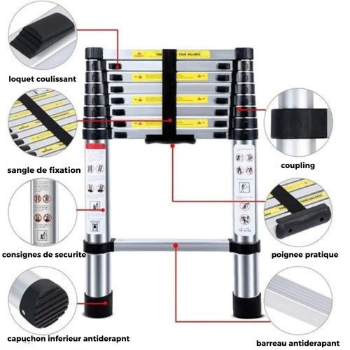 Echelle Télescopique Polyvalente 4,10M – Légère, Sécurisée et Facile à Ranger 🔧 : Promo 24H