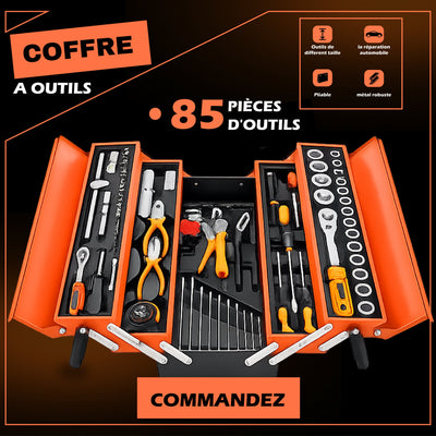 kit de 4 boîte à outils avec 85 pièces  outils ensemble d'outils  mécanique de réparation  manuel  AUTO MOTO GARAGE