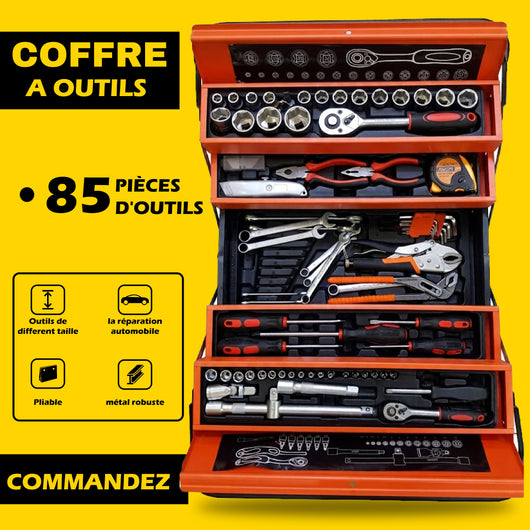 kit de 4 boîte à outils avec 85 pièces  outils ensemble d'outils  mécanique de réparation  manuel  AUTO MOTO GARAGE