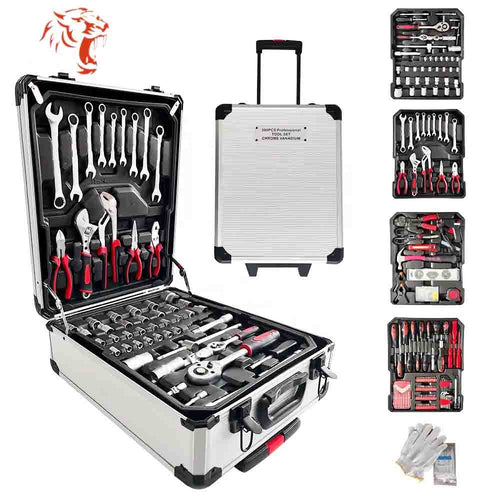 ci -Mallette à outils 499 pièces ensemble d'outils de réparation à domicile à  4 couches en aluminium