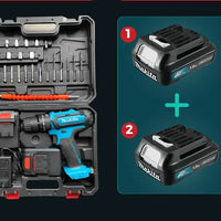 Perceuse sans fil Portable multifonction électrique à main, Kits de perceuse industrielle Rechargeable au Lithium, jeu de tournevis électriques 58V + 2 Batteries