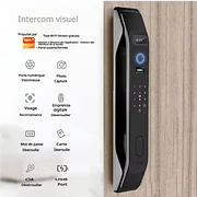 Serrure intelligente à reconnaissance faciale 3D, avec caméra vidéo intégrée, Wi-Fi intégré, contrôle via application, kit de déverrouillage par empreinte digitale incluant cylindre et pêne dormant