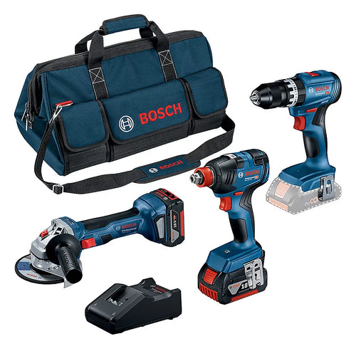 kit de 3 outils sans fil perceuse, meuleuse, boulonneuse  avec 2 batteries