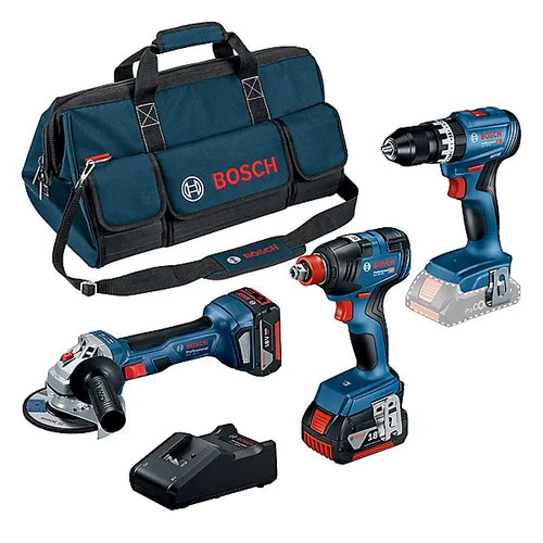kit de 3 outils sans fil perceuse, meuleuse, boulonneuse  avec 2 batteries