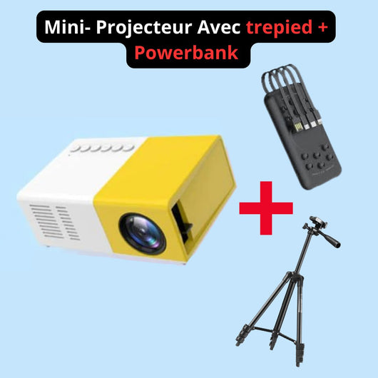 Nouveau vidéo - projecteur compact + Trépied + Powerbank  avec Autonomie